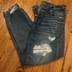 American Eagle Outfitters Dark Blue Distressed Boyfriend Jeans